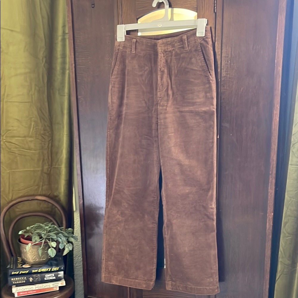 GAP Brown Corduroy High-Waisted Pants Wide Leg